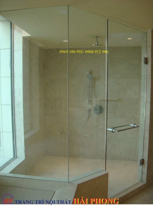 Phòng tắm kính 90 độ sử dụng bản lề tường kính 90
