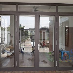 Cửa đi nhôm xingfa 2 cánh màu ghi