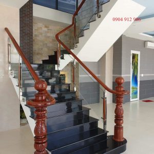 cầu thang kính tay vin elip